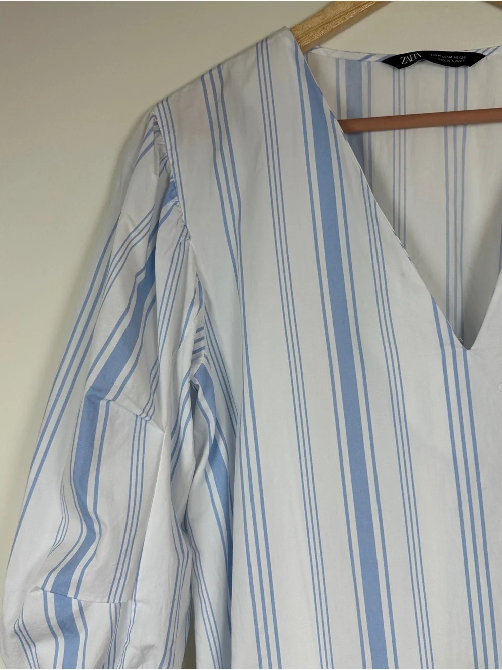 ZARA Striped Puff Sleeve Blouse Sz M